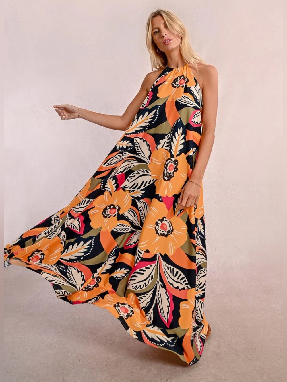 Mango Mary Jane Halter Maxi Dress Small